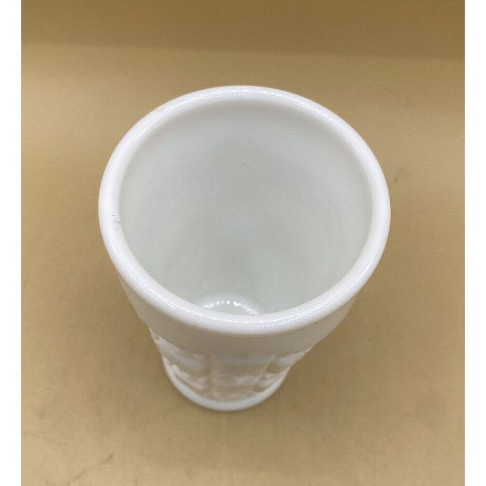 Westmoreland White Milk Glass Tumbler Old Quilt Pattern 4” - Picture 4 of 7